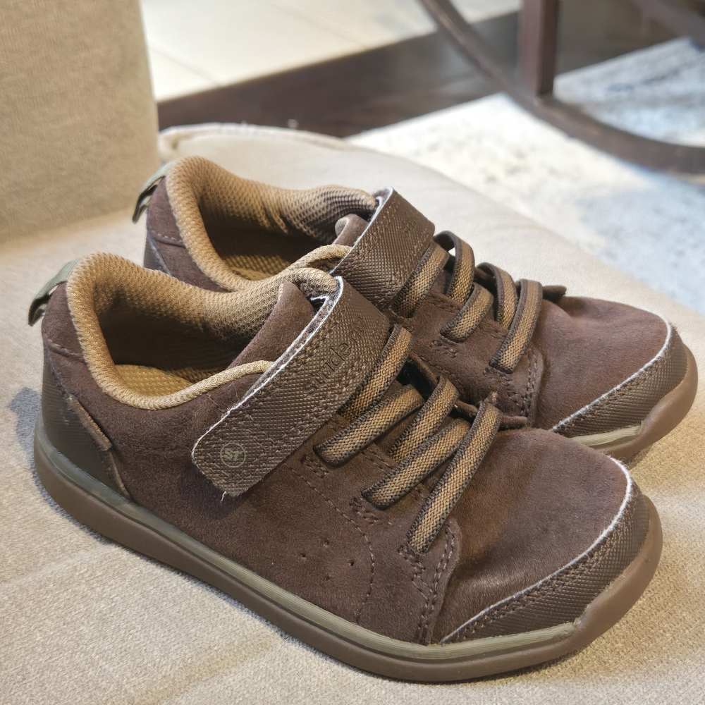 Stride Rite Brown Kids Dress Sneakers with Hook-and-Loop Strap